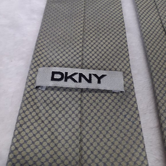 DKNY Men's Tie Geometric Skinny Slim Green Gray - Picture 4 of 6